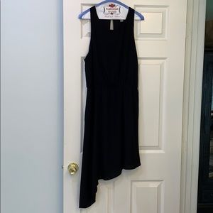 Black asymmetrical hem dress